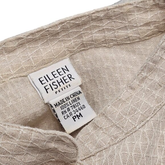 Eileen Fisher 100% Linen Long Sleeve Button Front Shirt Size Medium Petite - Picture 5 of 7